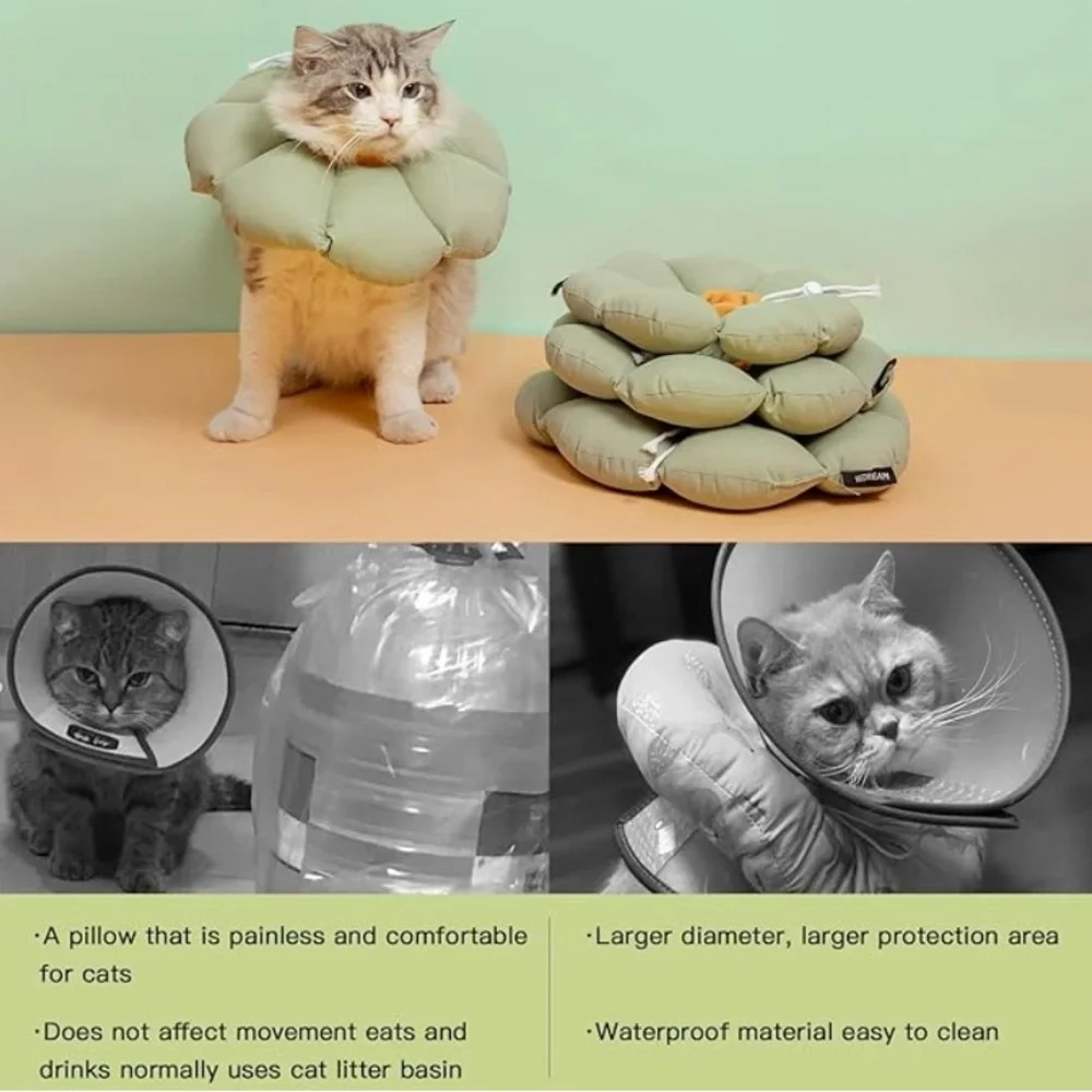 HIDREAM Cat Medium Cone Collar,Cute Cat Recover Elizabethan Collar